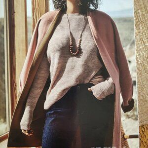 J. Jill Reversible Wool Open Front Long Cardigan Coat Camel/ Pink Size Large